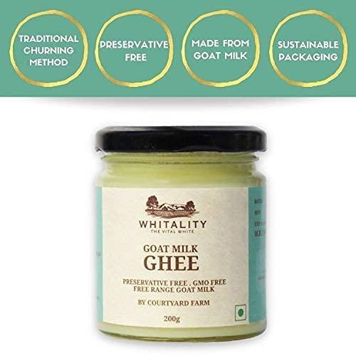 Courtyard Courtyard Farms Goat Milk Ghee - 100% Natural I Grass Fed I Traditional I 200 Gram Glass Bottle Jar