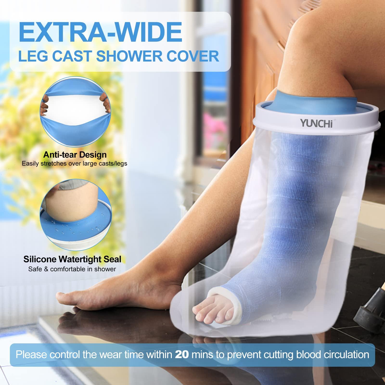 YUNCHI YUNCHI Extra Wide Leg Cast Cover for Shower Bath, Reusable Extra Large Cast Cover for Leg and Foot Surgeries Fits for Full Cast and Boot, Watertight Shower Leg Protector for Broken Leg, Ankle, Foot