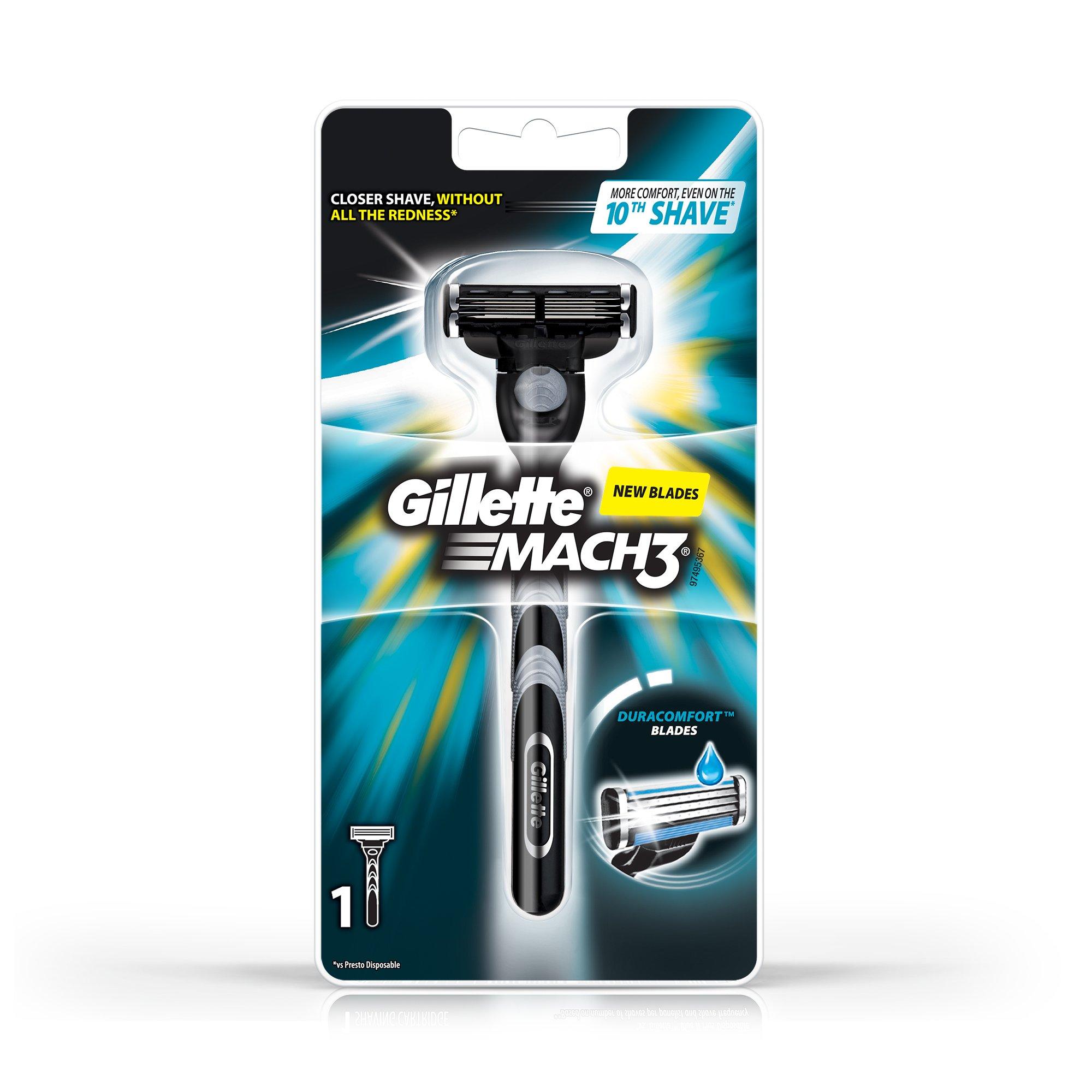 Gillette Gillette Mach3 Turbo Mens Razor with Flexball Technology & Gillette Mach3 New Blade Razor - 1 Count