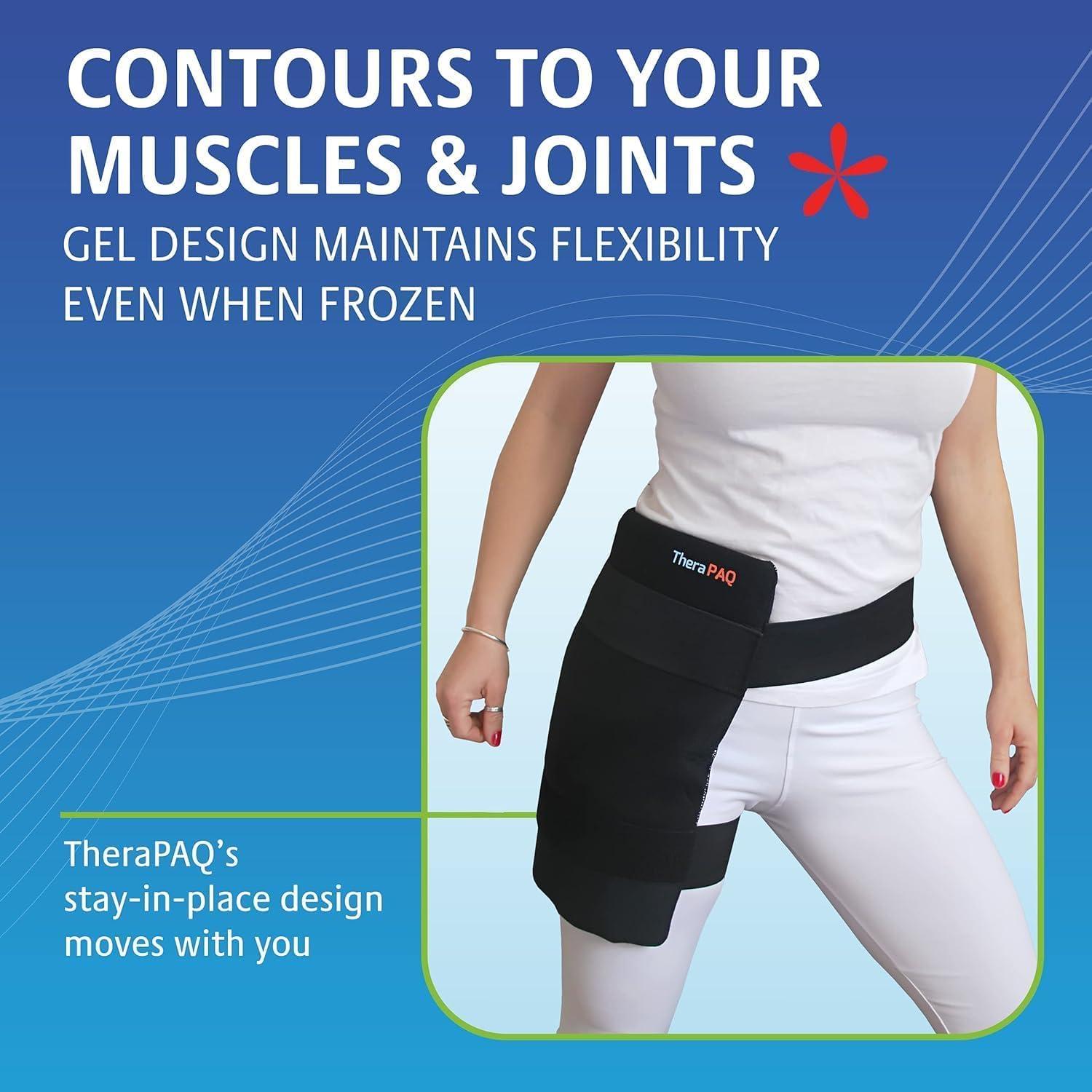 TheraPAQ Flexible Ice Pack with Wrap for Hot & Cold Therapy - Reusable Gel Pack for Pain Relief | Great as Heat or Ice Pack for Back Waist Shoulder Neck Ankle Calves and Hip (Large-size pack: 14 X 6 )