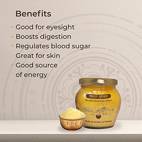 Desi Ghee DESI COW GHEE|GLASS JAR |PURE DESI GHEE |MADE BY FARMER'S OF ODISHA(1LTR (Pack of 1))