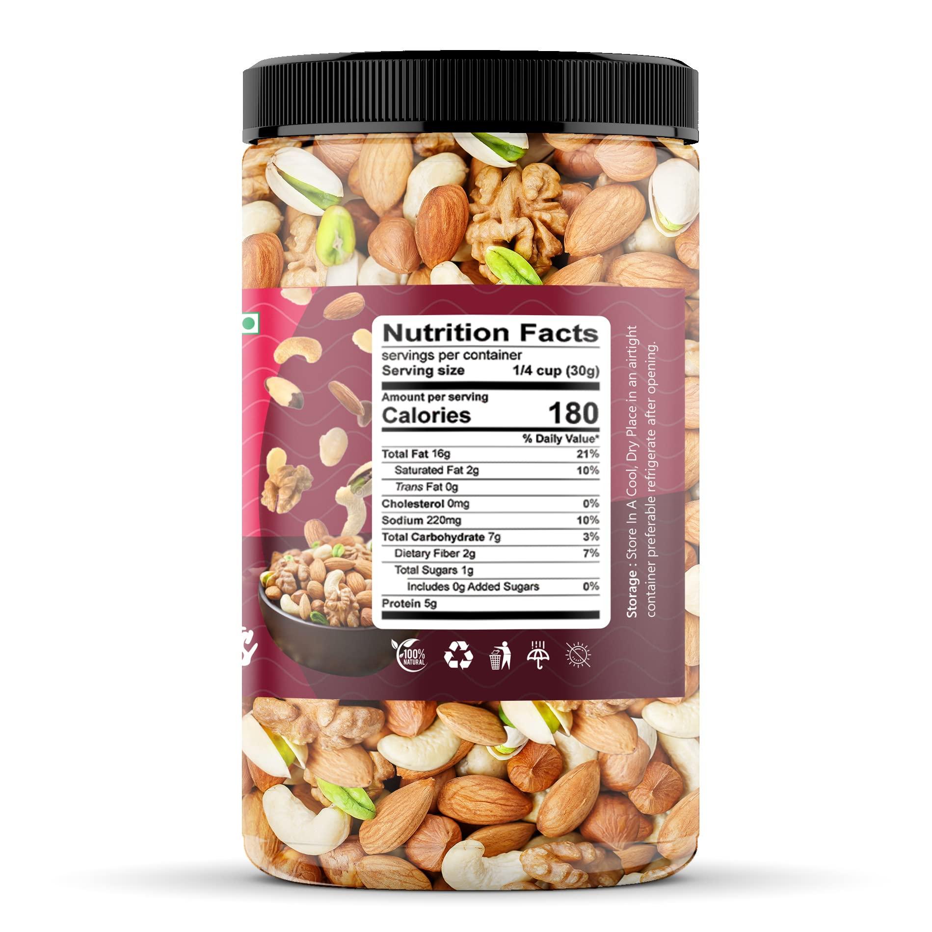 Organic Purify Organic Purify Mom's Superfoood Mixed Nuts Dry Fruits Jar Pack - [Almonds, Cashew, Kishmish, Apricot, Black Raisins, Kiwi] Jar Pack 1 Kg Healthy Snack Approved by Mothers