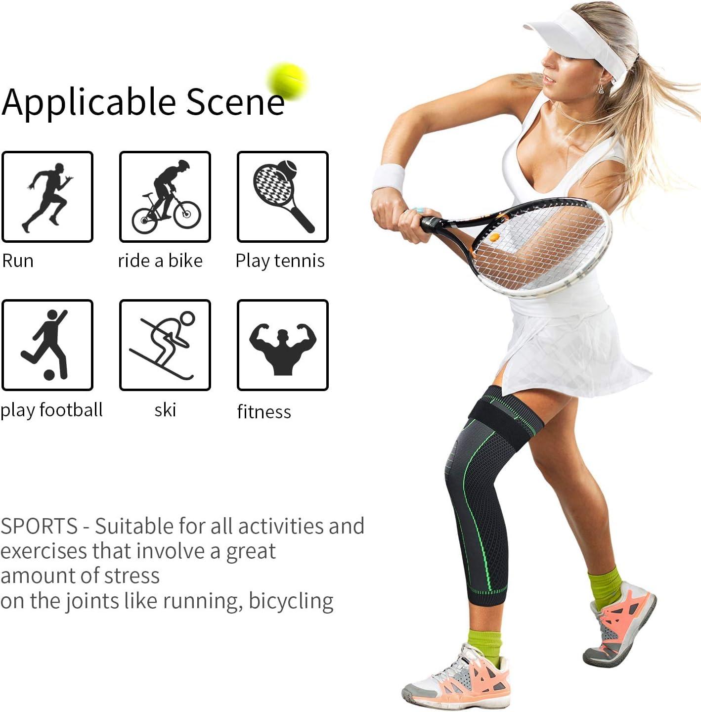 serveuttam serveuttam Knee Support for Men- 3D Knitted Knee Brace for Gym, Workout and Pain Relief | Extra Long Leg Braces Knee Sleeve for Working Out, Joint Pain (S, Green-Black) (M, Green-Black)