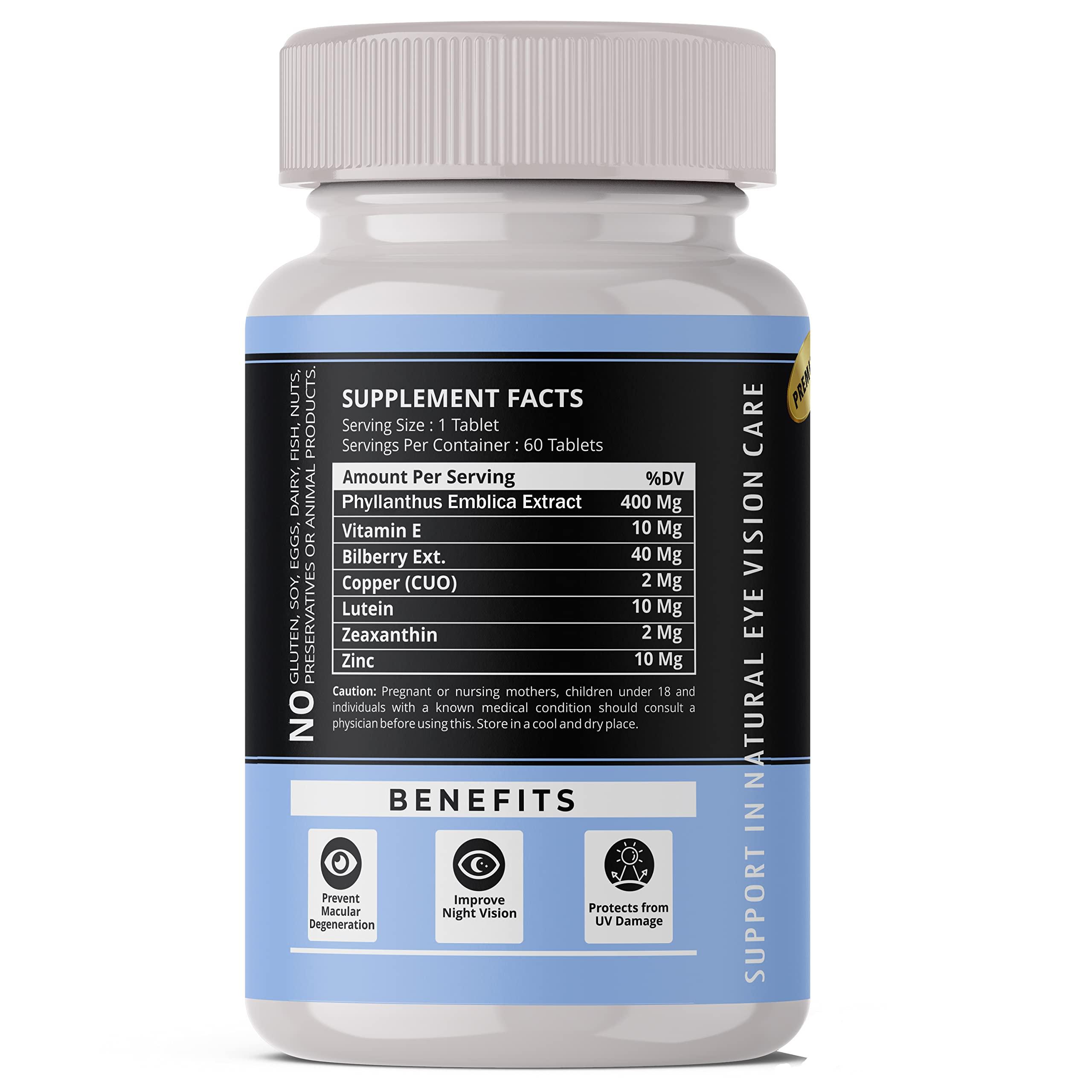 UPGEVIT UPGEVIT Sharp Vision Complete Eye Care Solution With AREDS 2 Patented Formula || Lutein, Zeaxanthin, Bilberry, Vitamin E, Copper And Zinc Supplement - 60 Veg Tablets