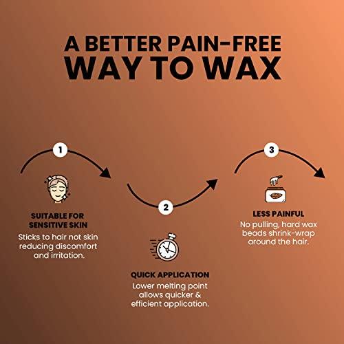 AZAH Azah Hard Wax Beans for Hair Removal | Brazilian Wax for Bikini, Face, Eyebrows, Back Full Body | Stripless Wax Beads for Painless Hair Waxing | Hot Hair Wax for Women & Men | Bean Wax | Chocolate