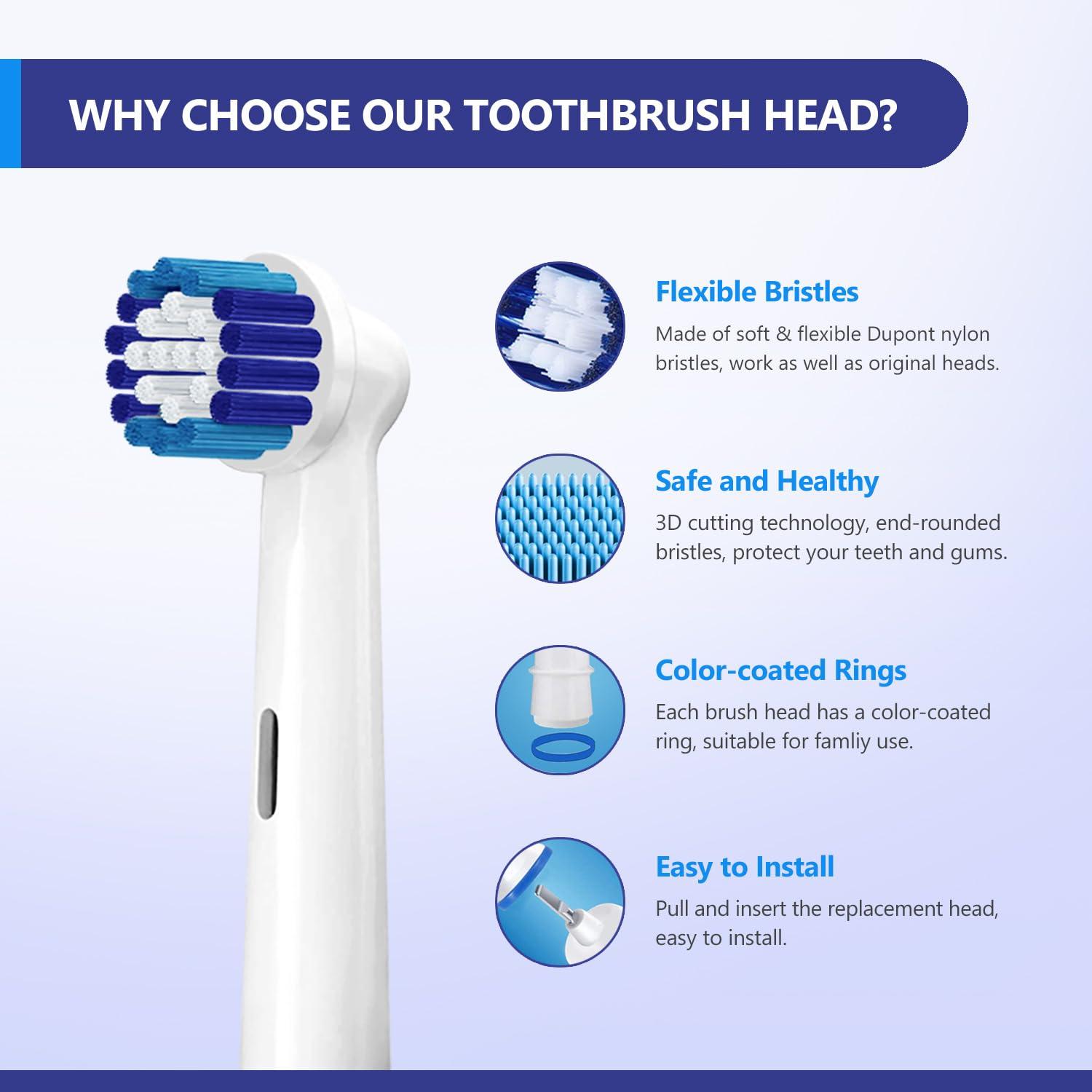 PEPECARE 8 Pack Replacement Toothbrush Heads Compatible with Braun Oral-B Professional Care 500 1000 2000 2500 3000 5000 Vitality Pro Smart Genius Toothbrushes