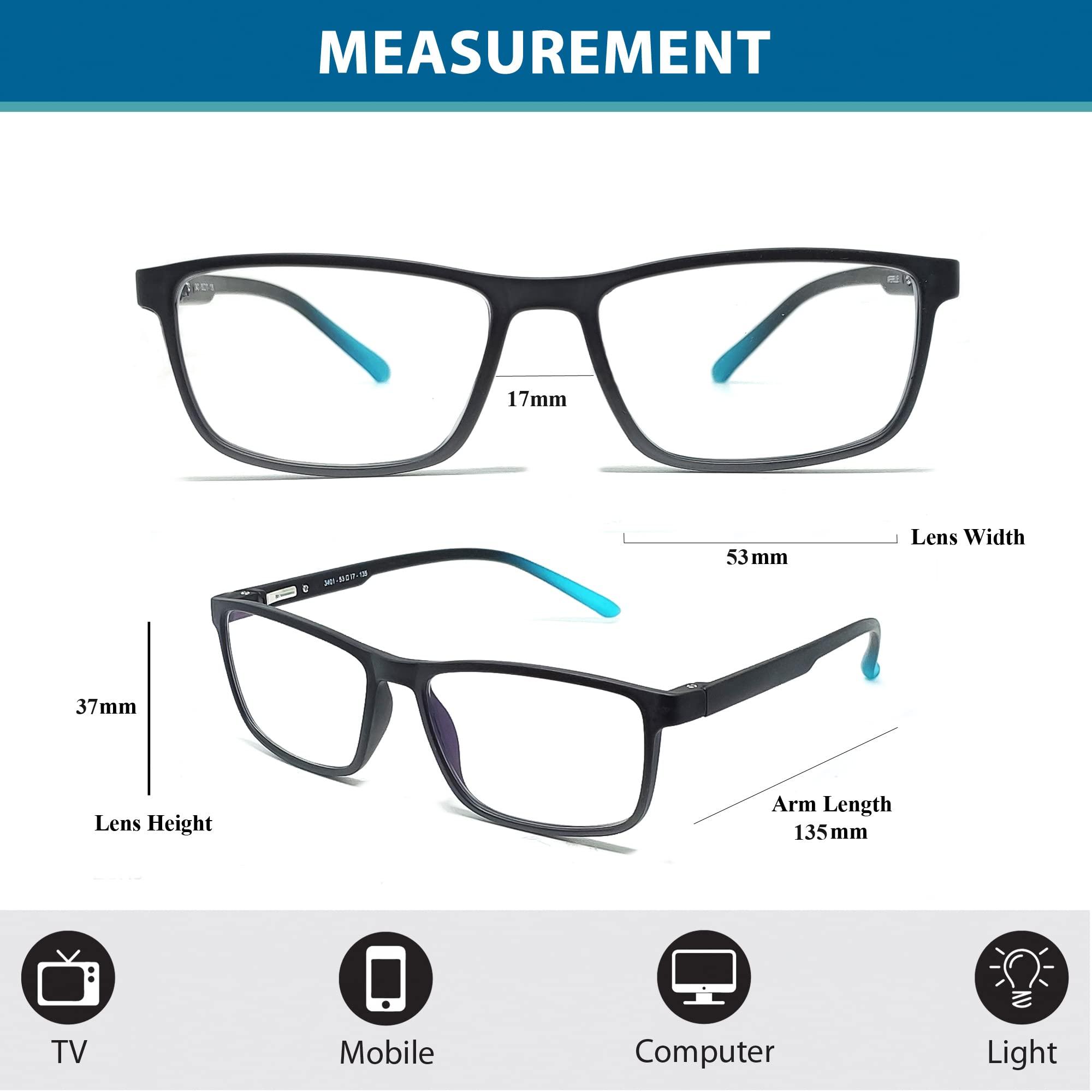 Aferlite AFERLITE Gold Series Unisex Rectangular Computer Glasses Blue Light Blocking Technology For Eye Protection (53 mm Medium) (TURQUOISE B (TRANSLUCENT))
