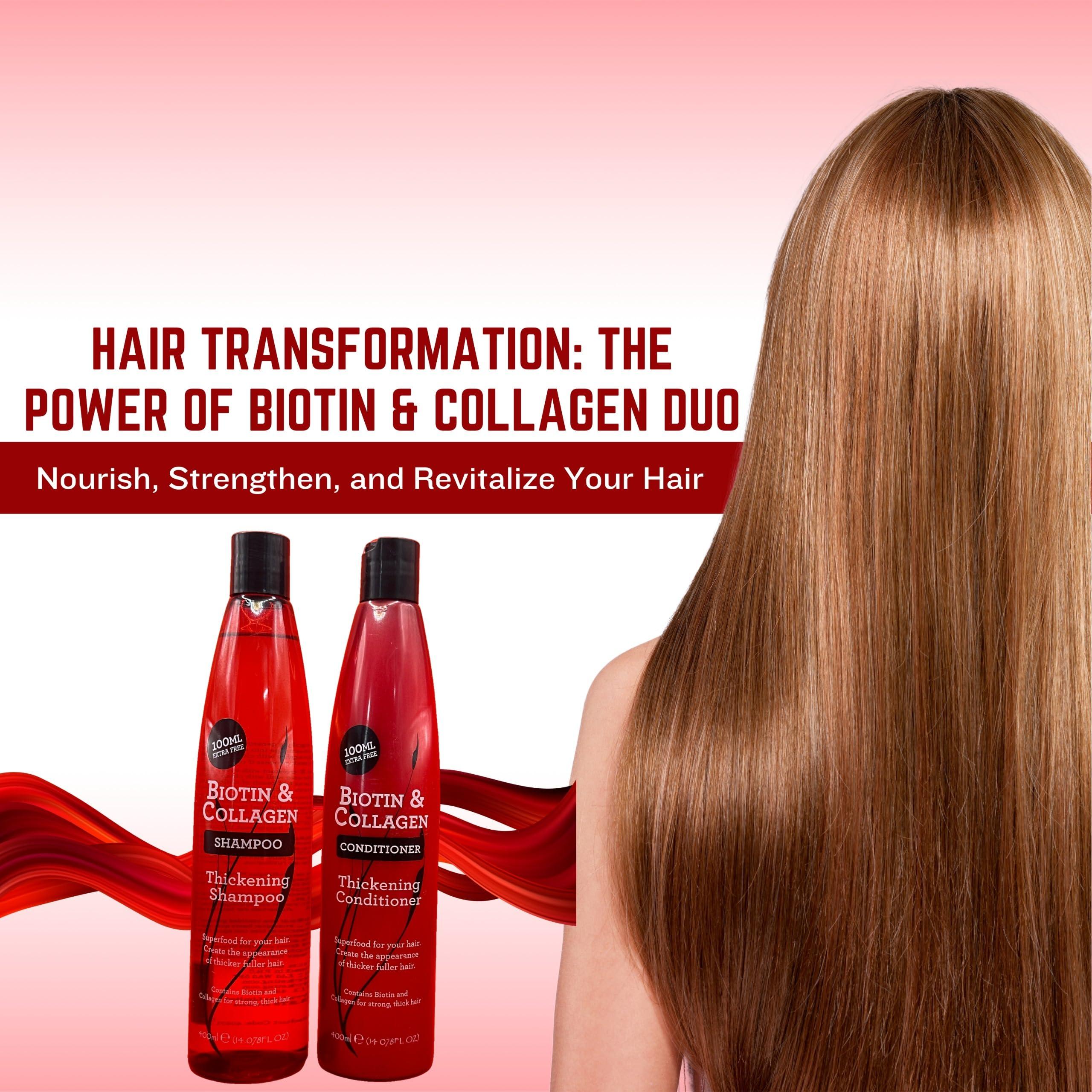 XPEL XPEL BIOTIN & COLLAGEN THICKENING SHAMPOO & CONDITIONER for Women & Men, Anti Hair Fall, with Vitamin B7 & Hydrolyzed Wheat Protein, Promotes Hair Growth & Prevents Hair Fall, All Hair Types 800 ml