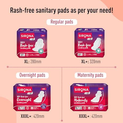 Sirona Sirona Max Sanitary Pads for Women | XL Plus (Pack of 30 Pads) | 100% Rash Free & Toxic-Free | Organic Cotton Sanitary Pad | Up to 0% Leakage, Comfortable & High Absorbency