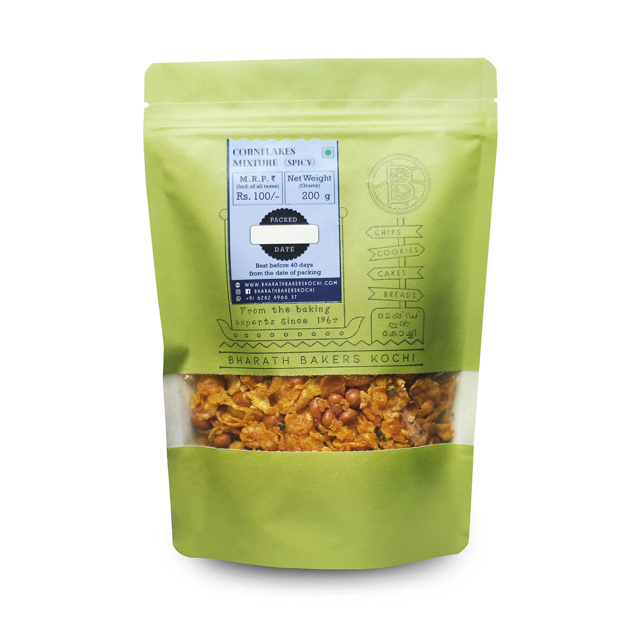 Bharath Bakers Kochi Bharath Bakers Kochi- Kerala Spicy Cornflakes Mixture (Mini Pack)-200 Grams-Pack of 1 (1 X 200 GMS)