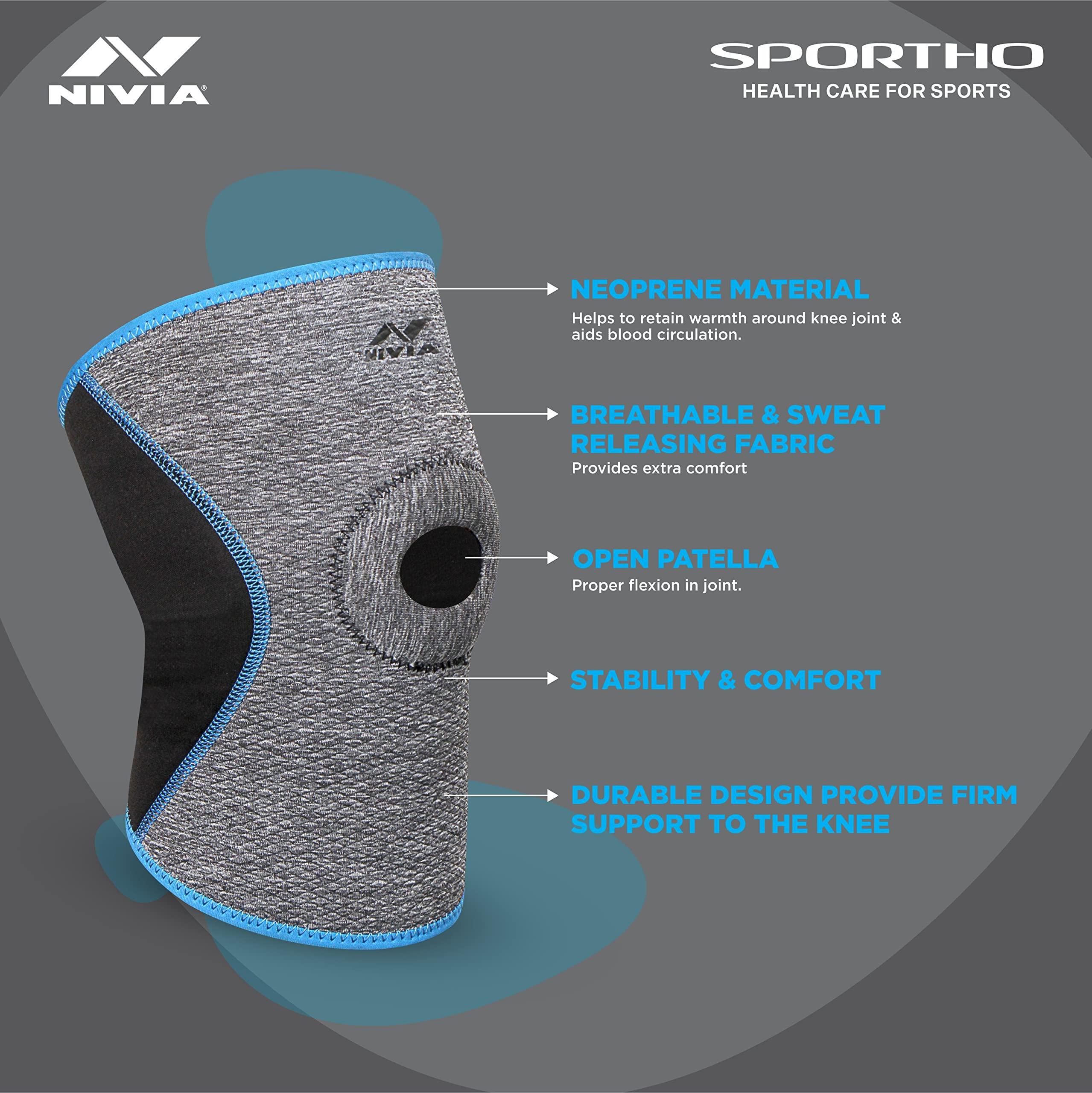 Nivia Nivia Orthopedic Knee Support With Patella Hole ( Slip In, Small, Grey)