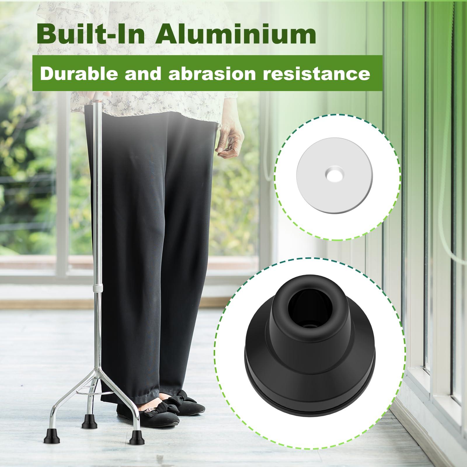 MFE MFE Quad Crutch Tips, 8pcs 13 mm Non-Slip Rubber Walking Cane Tips Replacement Rubber Cane Crutch Feet for 1/2 Inch Diameter Standard Walking and Standing Stick Accessory, Black