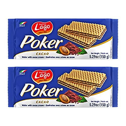 Gastone Lago Since 1968 Lago Poker Wafer Biscuits | Delicious Wafers with Cocoa Cream - 150g (Pack of 2)