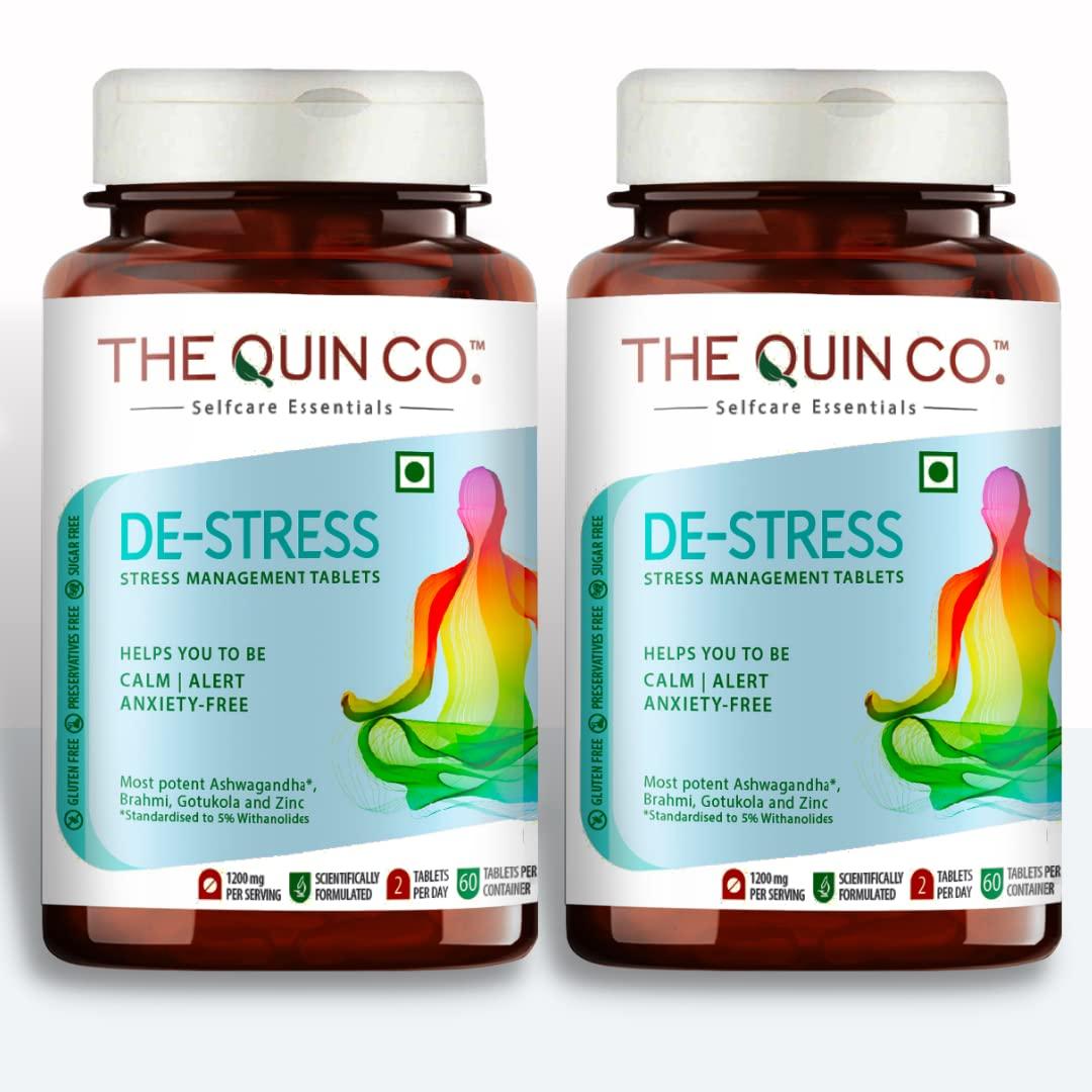 The Quin Co. The Quin Co. \"De-Stress\" | Manage Stress, Anxiety & General Wellbeing | 120 Ashwagandha Tablets - 1200Mg/ Serve, Pure Herb Extracts, Scientifically Formulated With Ashwagandha, Brahmi & Gotukola