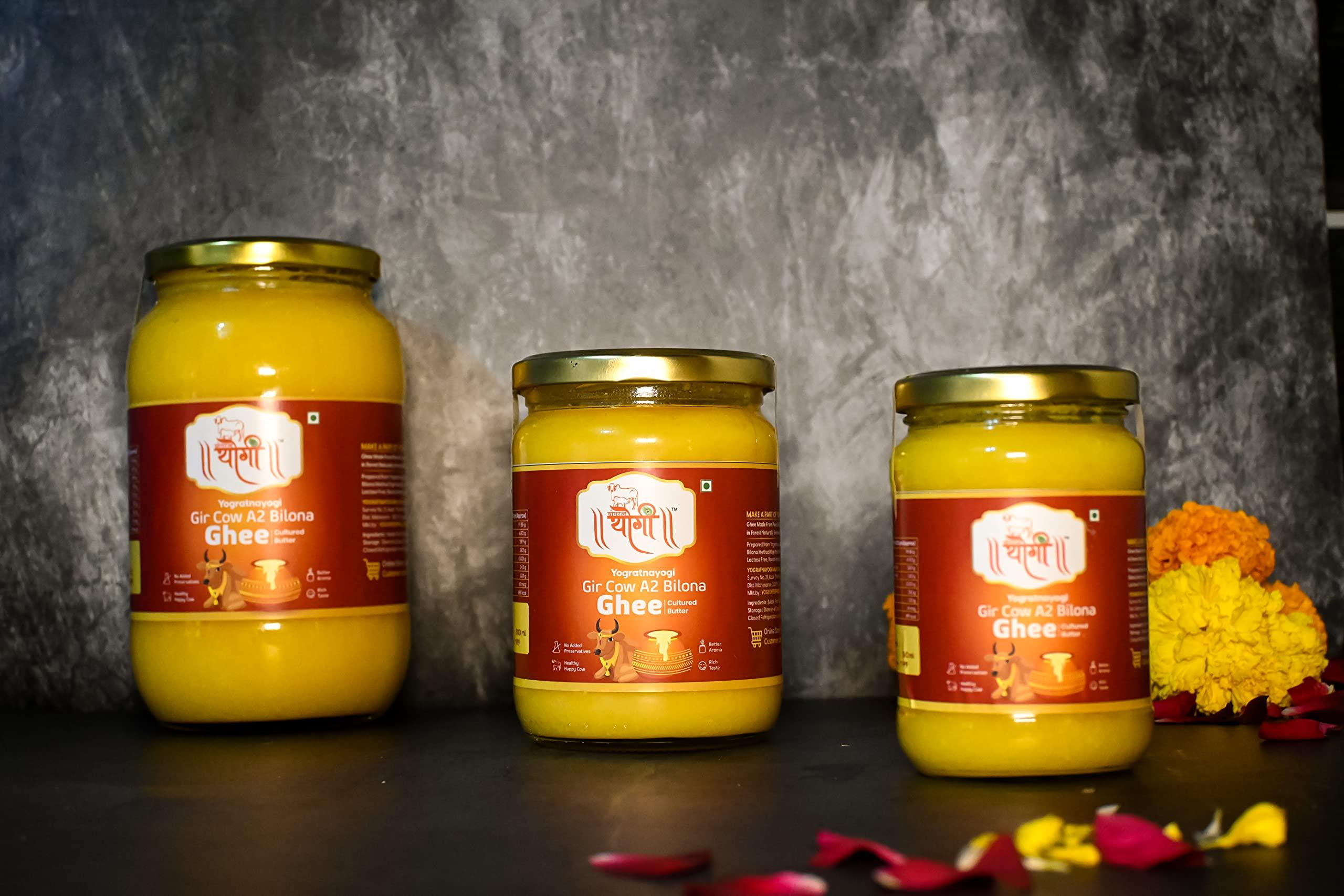 YOGRATNAYOGI YOGRATNAYOGI Organic A2 Gir Cow Ghee, Pure Bilona Method Ghee, Hand Churned Grassfed Traditional Method Immunity Booster Natural and Healthy Lab Certified (500ml)