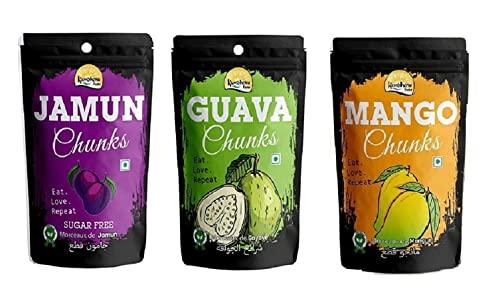 Kamdhenu Foods Kamdhenu Foods Dried Fruit Jamun, Guava and Mango Chunks Healthy Candy | Snacks Combo Pack | Pack of 3 | 100gm Each