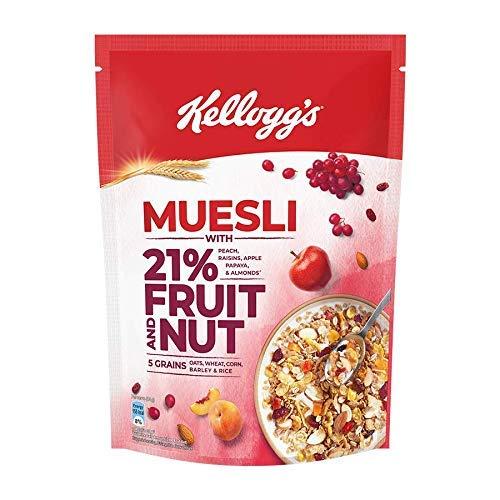 Kellogg's Kellogg's Muesli Crunchy Fruit And Nut, Multi-Grain Cereal, High In Iron, Vitamin B And Source Of Fibre, 500g