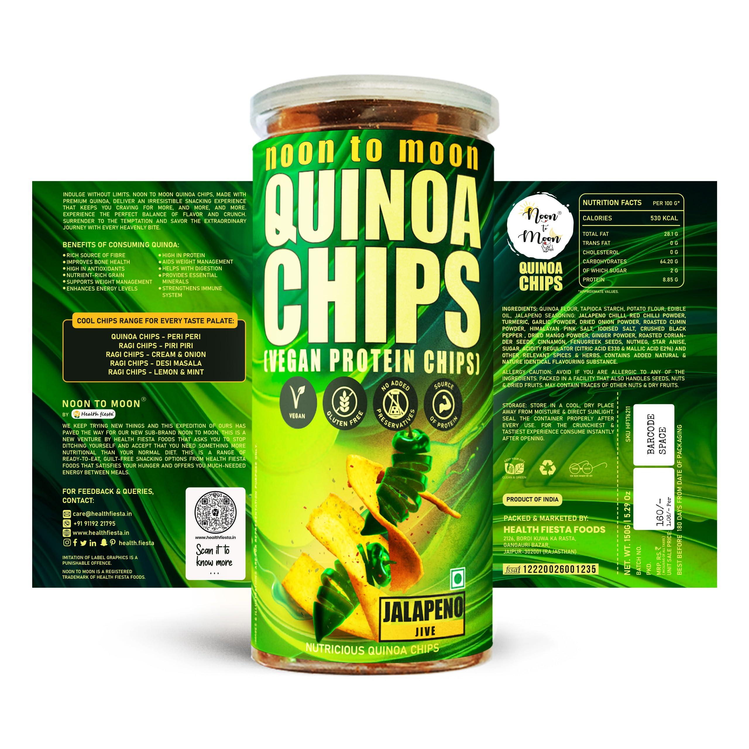 noon to moon Noon to Moon Quinoa Jalapeno Jive Flavoured Chips | Vegan & Gluten-Free Superfood Chips | Pack of 1 (150g x1)