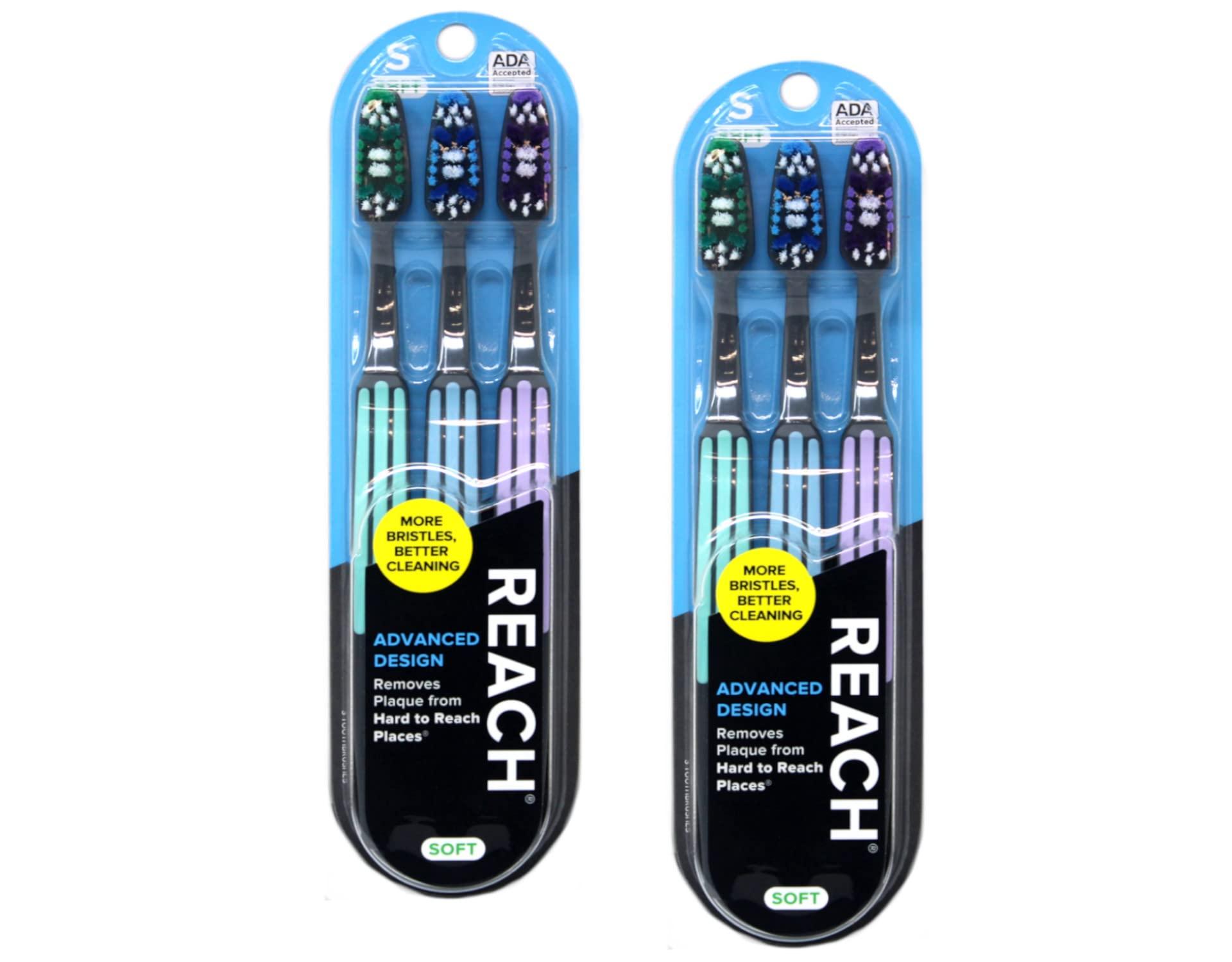 Reach Reach Advanced Design Soft Toothbrushes, Colors May Vary, 3 Count (Pack of 2) Total 6 Toothbrushes