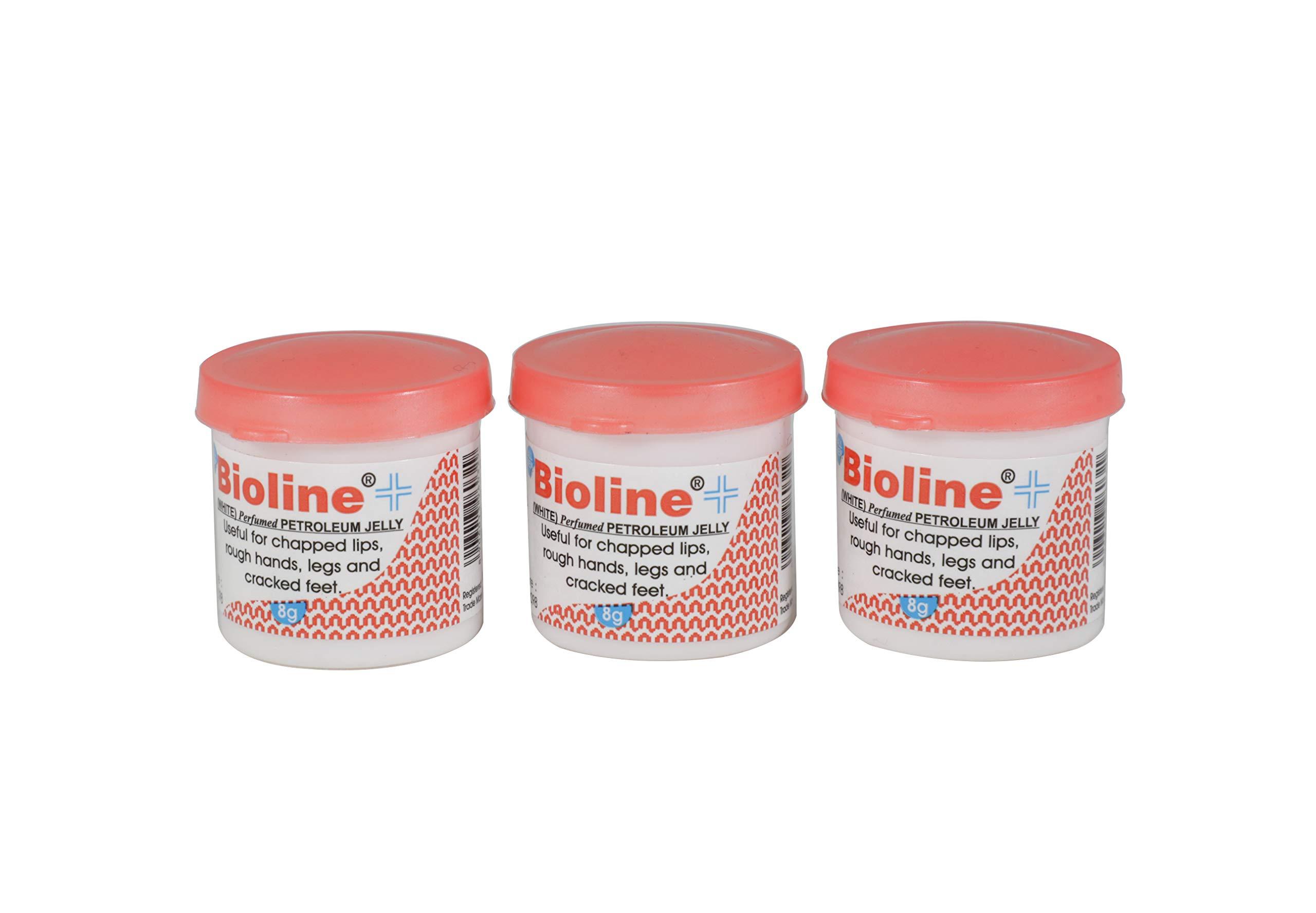 BIOLINE Bioline White Perfumed Petroleum Jelly, Moisturizing & Soothing Cream For Chapped Lips, Rough Hands, Legs & Cracked Feet - 8 g Each - (Pack of 50 Pcs)