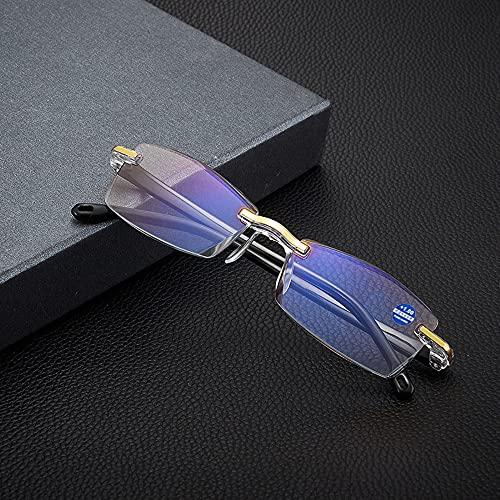 AUGEN AUGEN Blue Block Rimless Reading Glasses Gold Clear Unisex Free Size Power (+3.00, Pack Of 3)