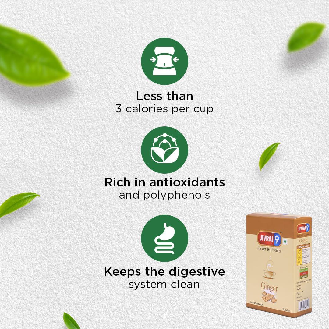 Jivraj 9 Jivraj 9 Combo Pack of Instant Tea Premix, Lemon Grass Instant Tea Premix (Pack of 2) & Ginger Instant Tea Premix (Pack of 2), 10 Sachets Each, Pack 4