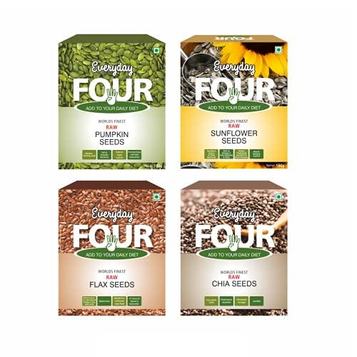 Everyday Four Everyday Four Raw Pumpkin Raw Sunflower Raw Flax Chia Seeds calories gained 150g each Combo (Pack of 4)