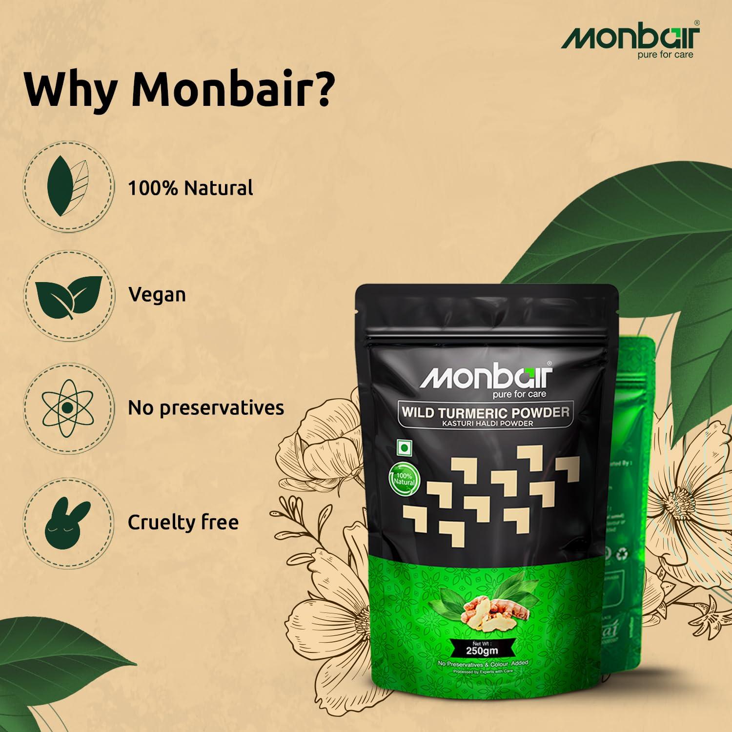 MONBAIR MONBAIR Wild Turmeric Powder/Kasturi Turmeric/Kasturi Haldi/Kasturi Manjal/Musk Turmeric Powder 100% Natural|No Chemicals, No Preservatives, No Pesticides 250 Gram Pack Of 1