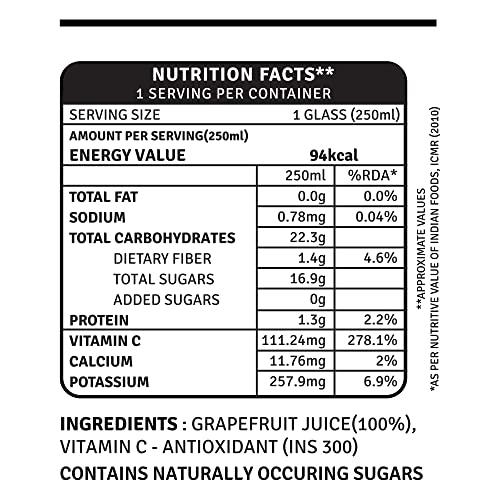 Raw Pressery Raw Pressery Grapefruit Juice (6 x 250ml) High Vitamin C & Dietary Fiber, Natural Energizer & Immunity Booster, Healthy Juice, No Added Sugar