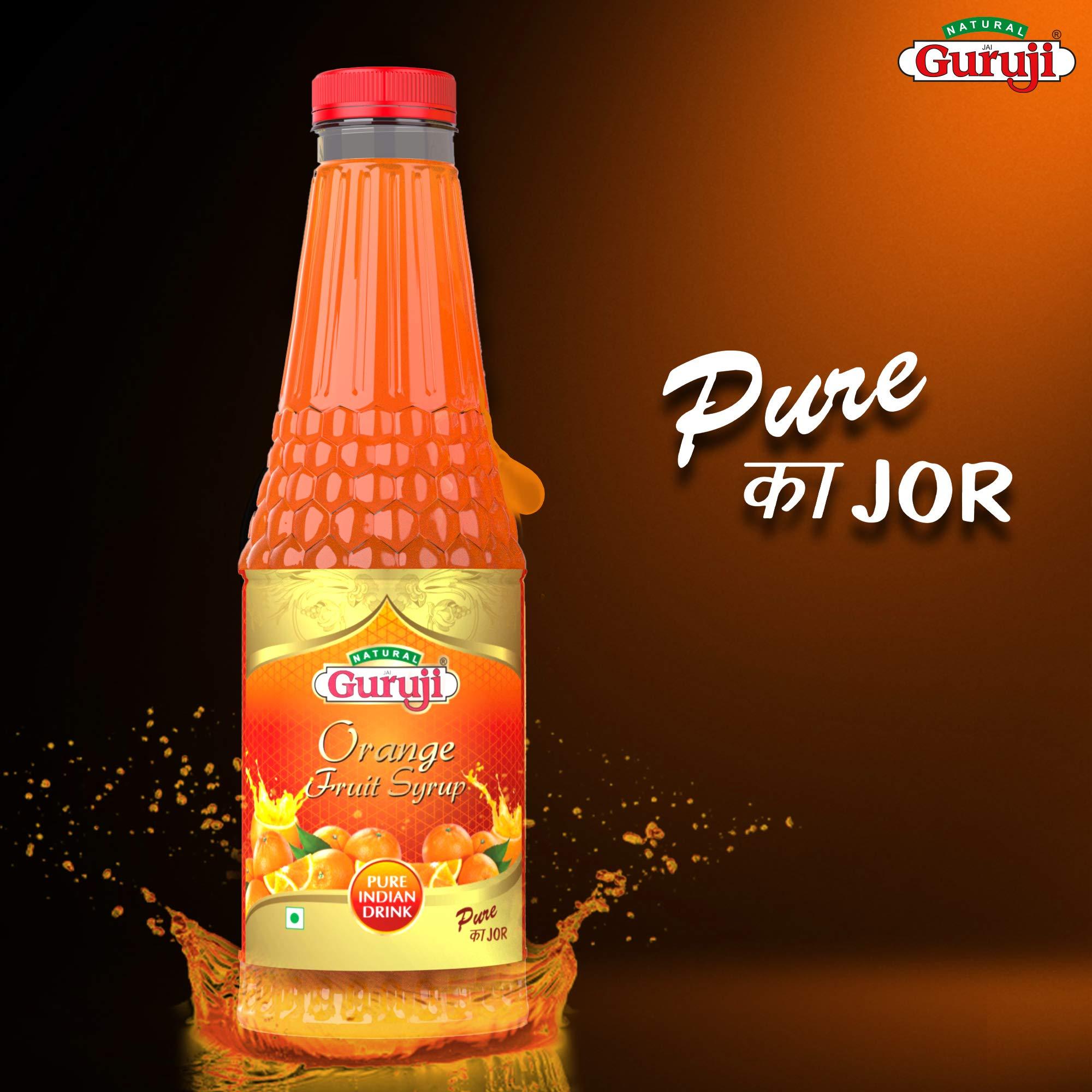 Jai Guruji Jai Guruji Orange Fruit Syrup Sharbat, Instant Refreshing Drink For Summer (Mix with Water or Soda)  750ml