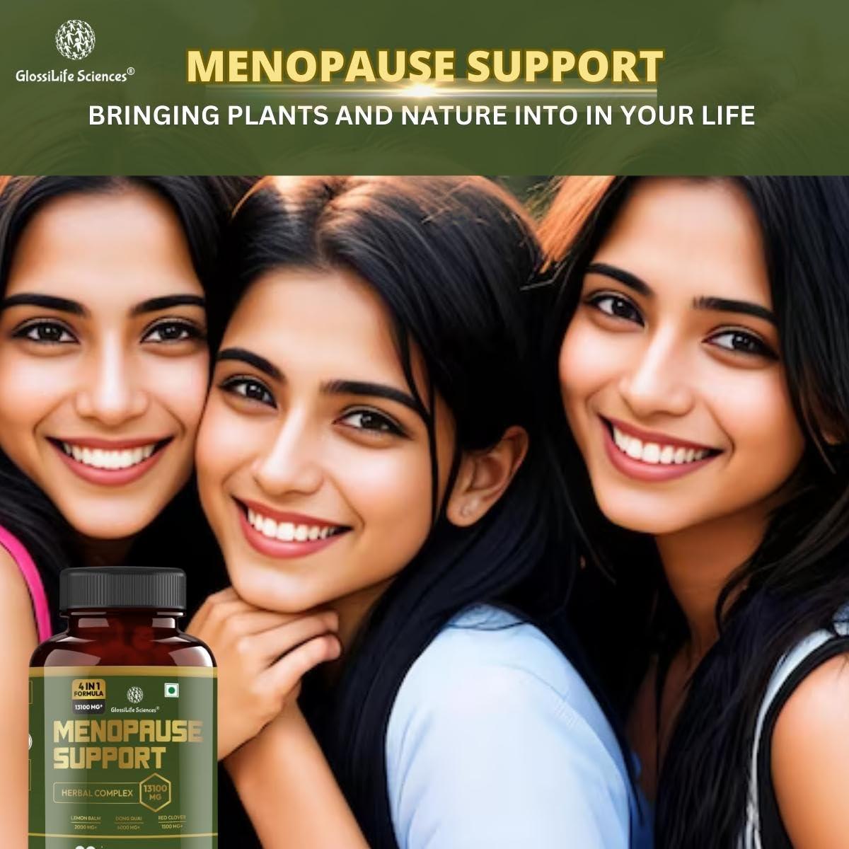 GlossiLife Sciences Menopause Support 4 in 1 Dong Quai Lemon Balm Red Clover Chasterberry