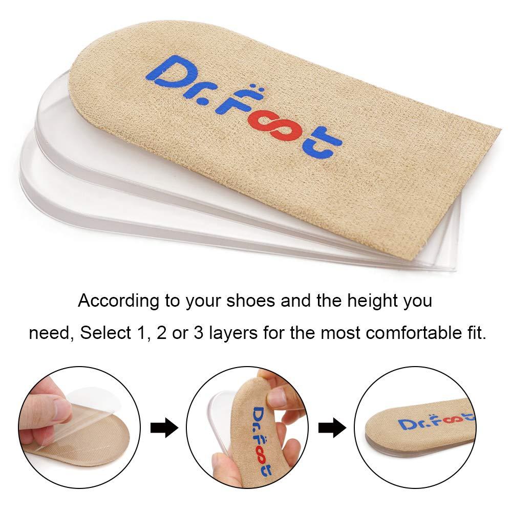 Dr Foot Dr Foot Adjustable Orthopedic Heel Lift Inserts,Height Increase Insole For Leg Length Discrepancies,Heel Spurs,Heel Pain,Sports Injuries,And Achilles Tendonitis(Beige,3 Layers)