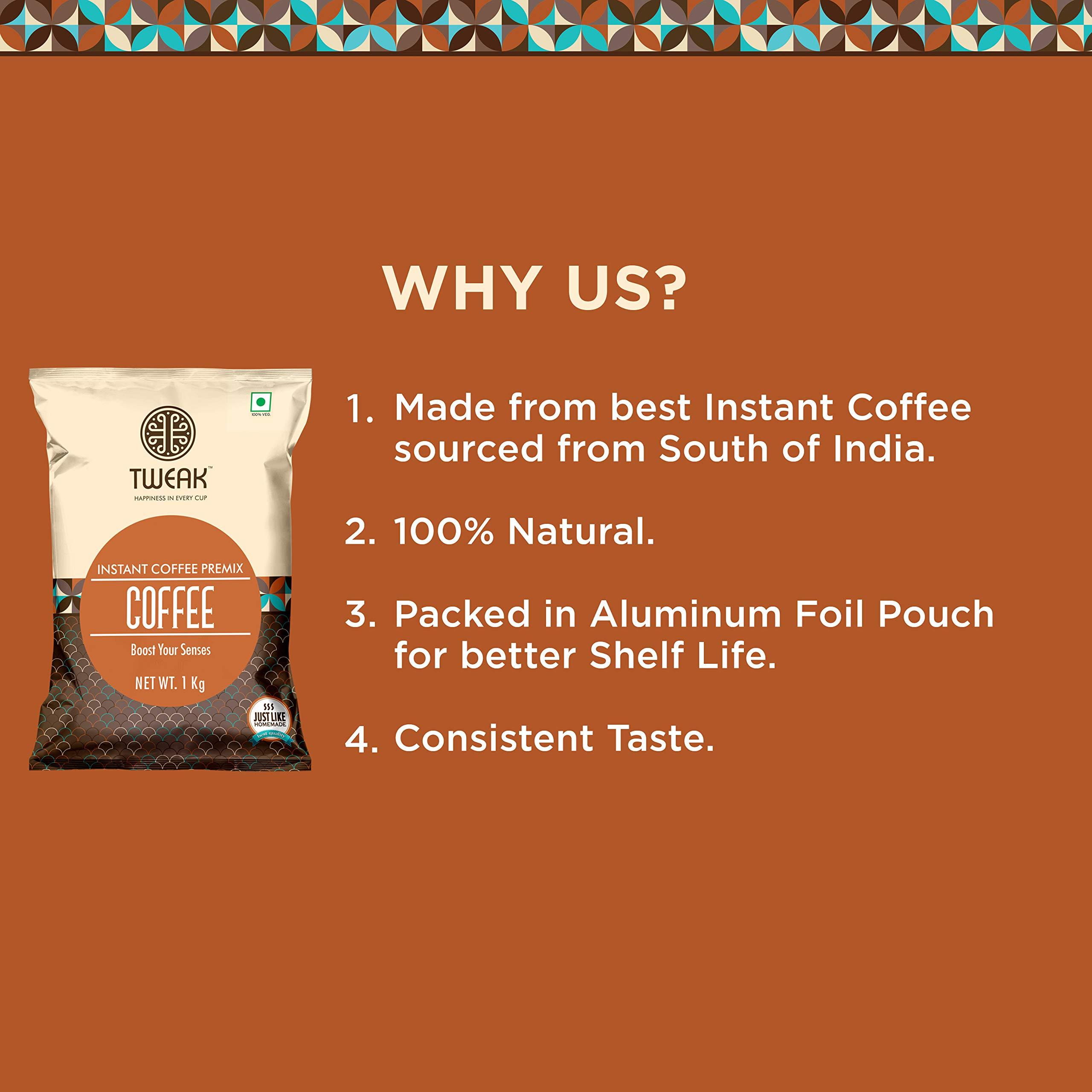 C.B.SHAH & CO. Tweak Instant Coffee premix 1KG pack | Make 62 cups of 100ml | Just add Hot water | Ideal for Vending machine | Can be made Manually | Just Add Hot water | No Need to add Milk