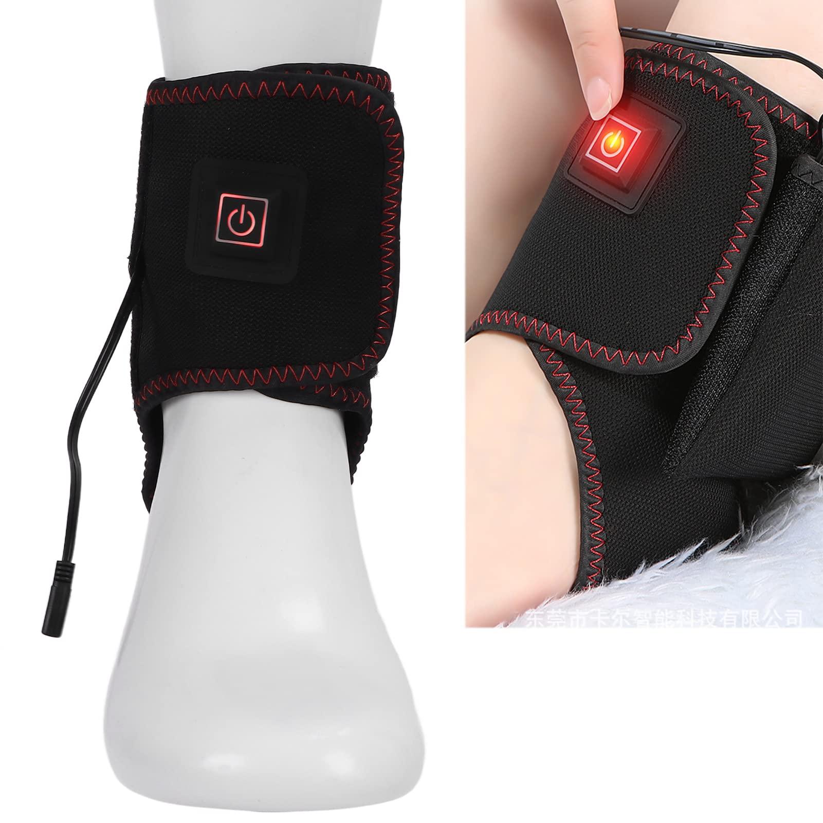 Jaerb Heated Ankle Support Wraps Hot Therapy Foot Wrap 3 Gears Temperature Pain Relief Soothes Stabilizing Pot Ligaments Fasciitis