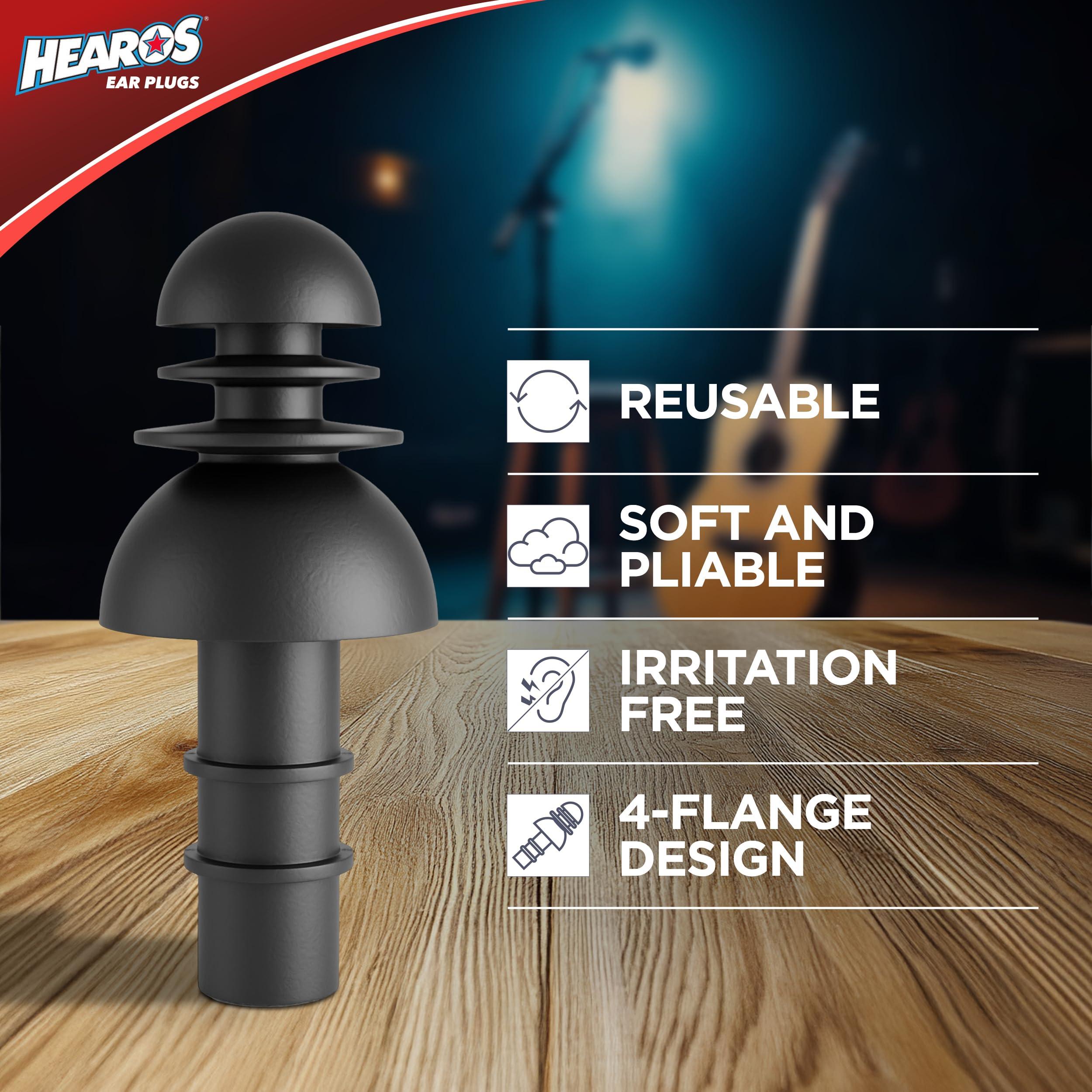HEAROS Hearos Earplugs Rock \'n Roll Series with Free Case 1-Pair Foam