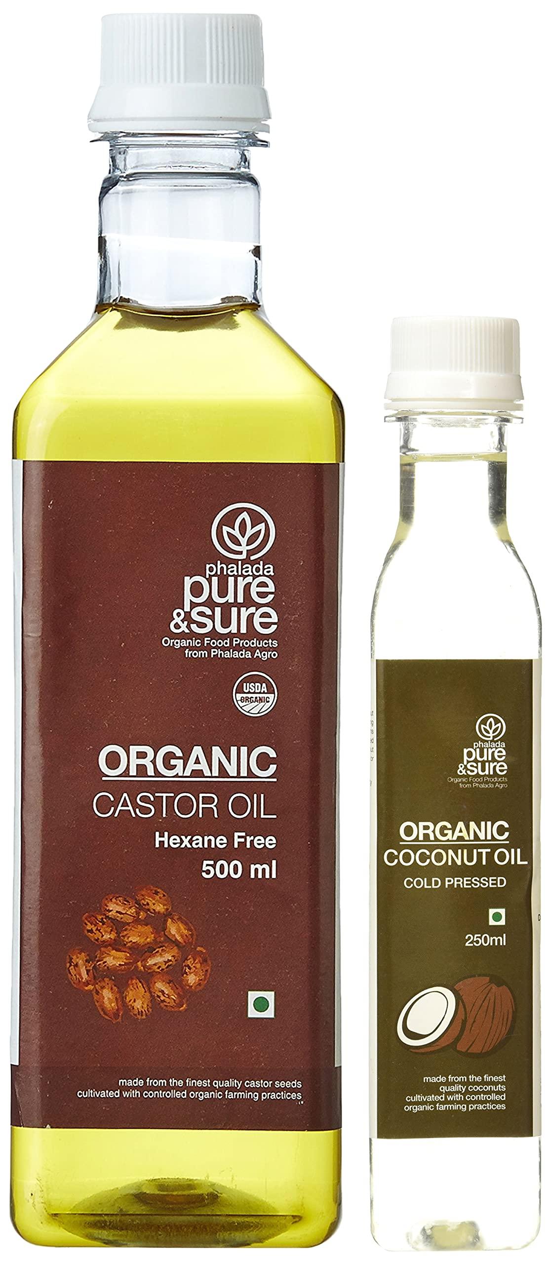 Phalada Pure & Sure Pure & Sure Castor Oil, 500ml & Pure and Sure Organic Coconut Oil, 250ml