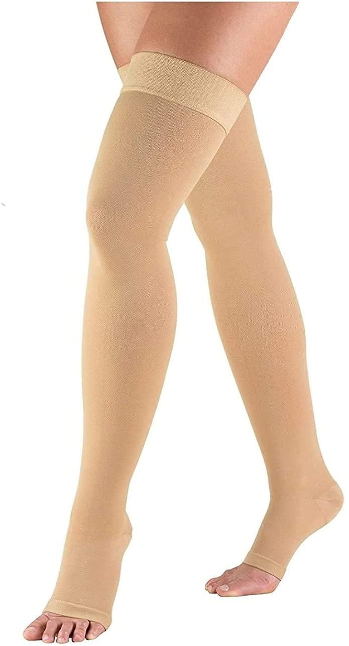 Enclave Enclave Compression Thigh High Open-toe Socks Class 2 Graduated Support Prevent Varicose Veins Stocking 23-32mmhg.(1 Pair) (L)