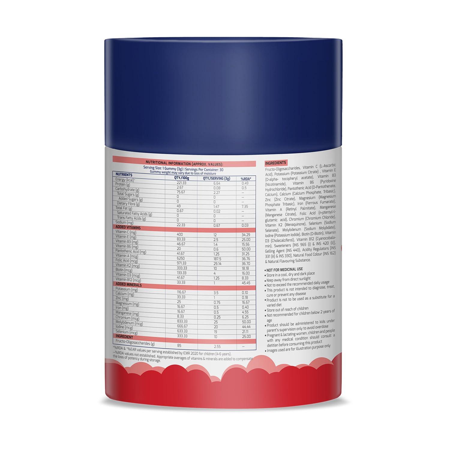 Gritzo Gritzo SuperMilk Daily Nutrition, (7-12y Young Athlete) Powder with Super Gummies (Double Chocolate, 1kg & Strawberry, 30 Gummies) (Combo Pack)