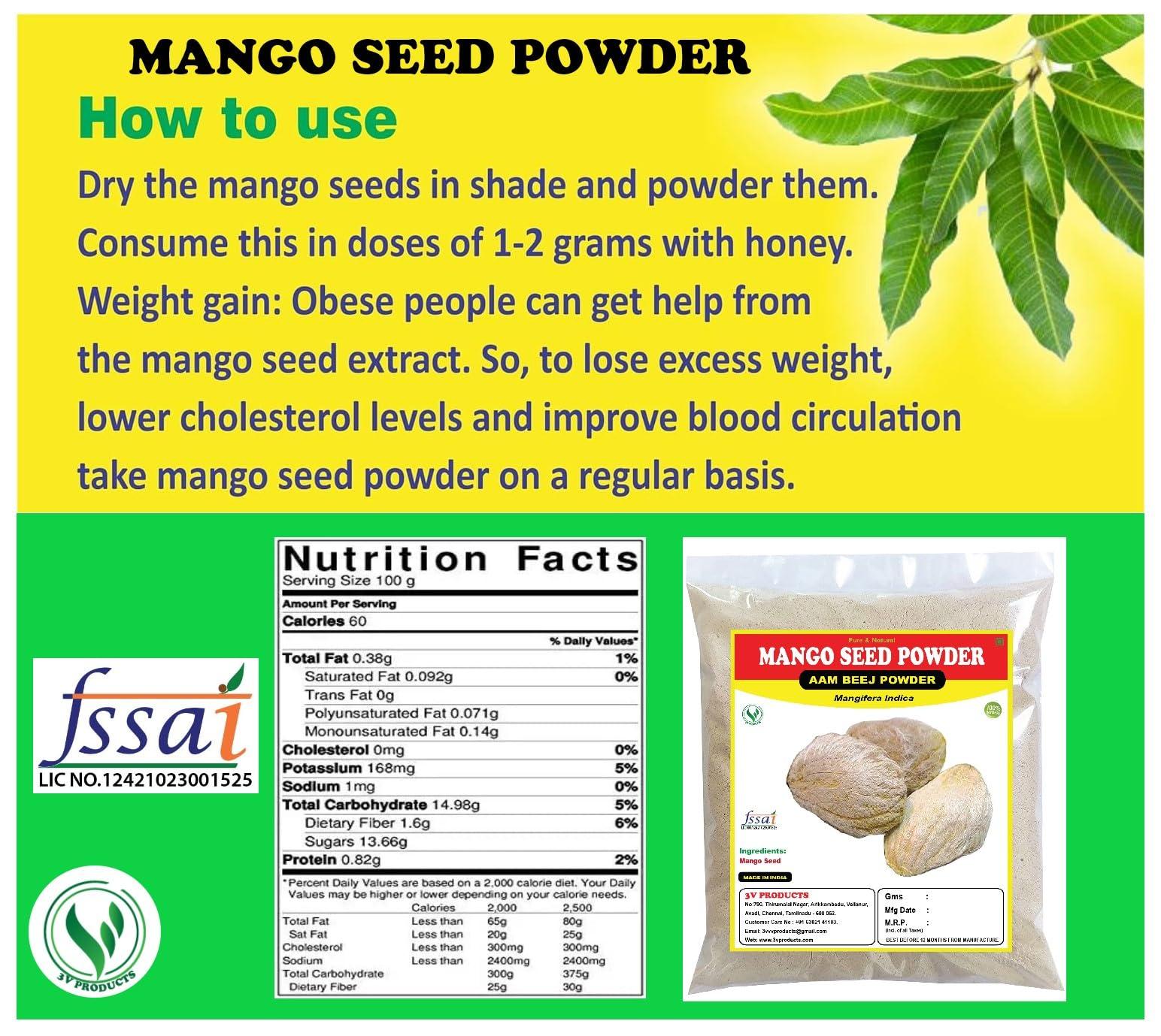 3V PRODUCTS 3V PRODUCTS Mango Seed Powder - Pack of 2x50g - Aam Beej | Aam Guthli | Maa Kottai