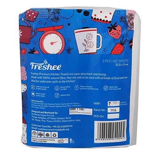 Freshee FRESHEE Premium Kitchen Towel, 2 Rolls in Each Pack, 60 Sheets with 2 ply (Pack of 2)