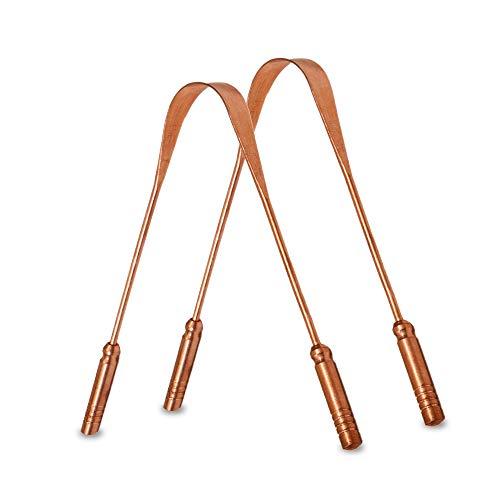 ADITEE 100% Pure Copper & Rust Free Tongue Cleaner, Tongue Scraper with Great Grip & Non-Synthetic Handle | Improve Oral & Gut Health, Eliminate Odor (Medical Grade) For All Ages | BPA Free - Pack of 2