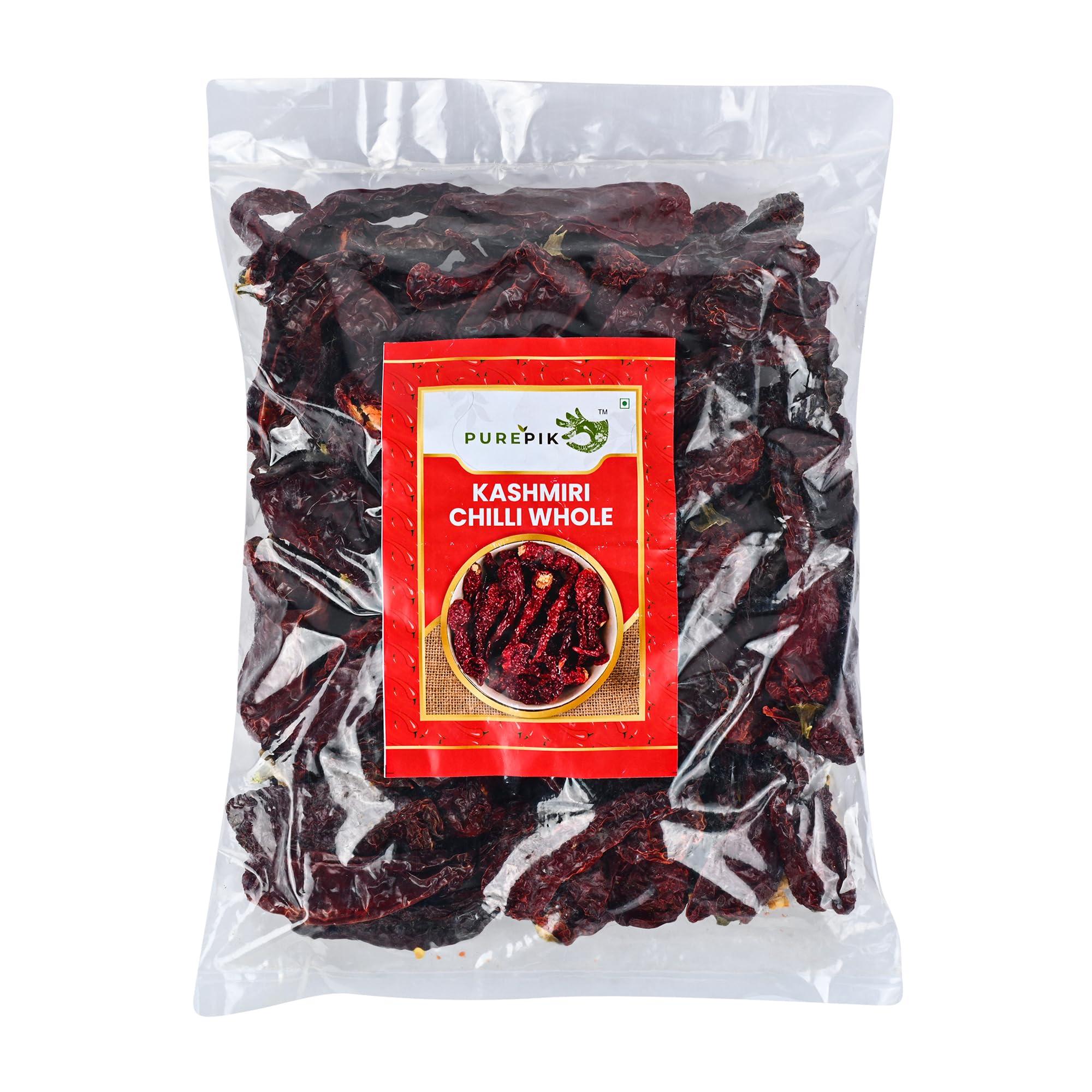 PURE PIK Pure Pik Kashmiri Red Chilli Whole Stemless (200 Gram Pack of 1)