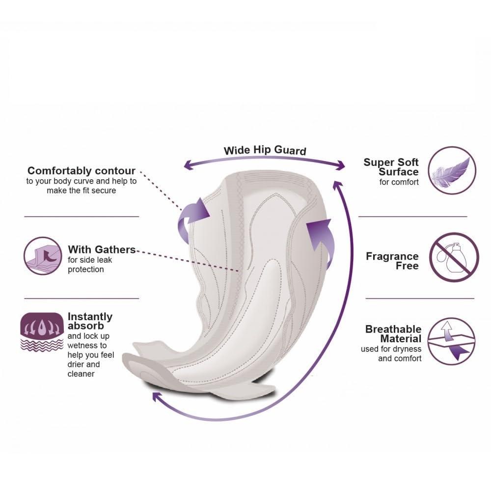 Tinkle Tinkle Eco-Luxe Organic Cotton heavy flow Pads Day night use Sanitary Pads for Women, Biodegradable & Ultrathin Period Pads, 100% leak free & rash free, safe on skin, Longer Softer and Highly Absorbent Breathable for extra Comfort - L, Large, 290mm,