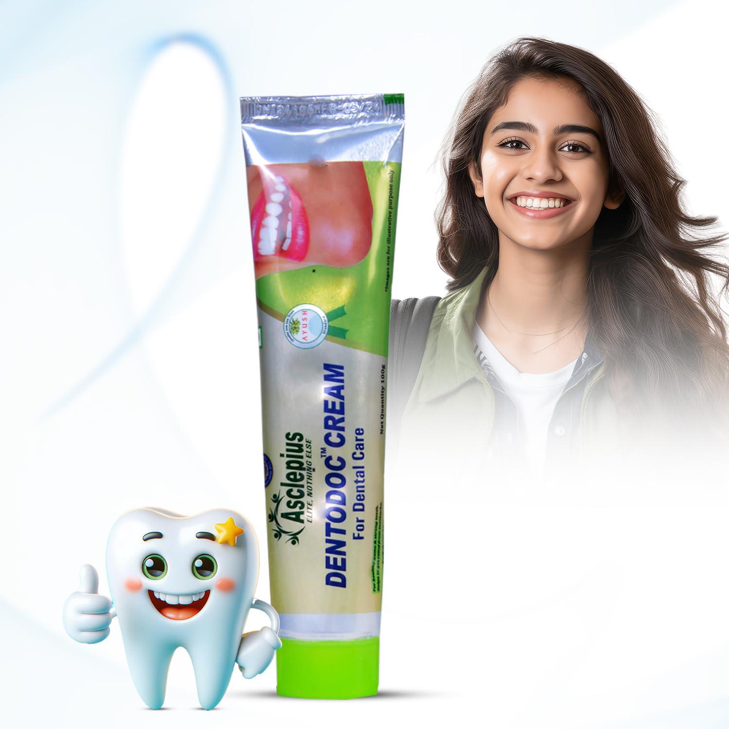 ASCLEPIUS WELLNESS ASCLEPIUS WELLNESS Dentodoc Cream Oral Care Solution for Bleeding Gums, Sensitivity Relief, Enamel Strengthening, and Pain-Free Dental Health- 100 gm