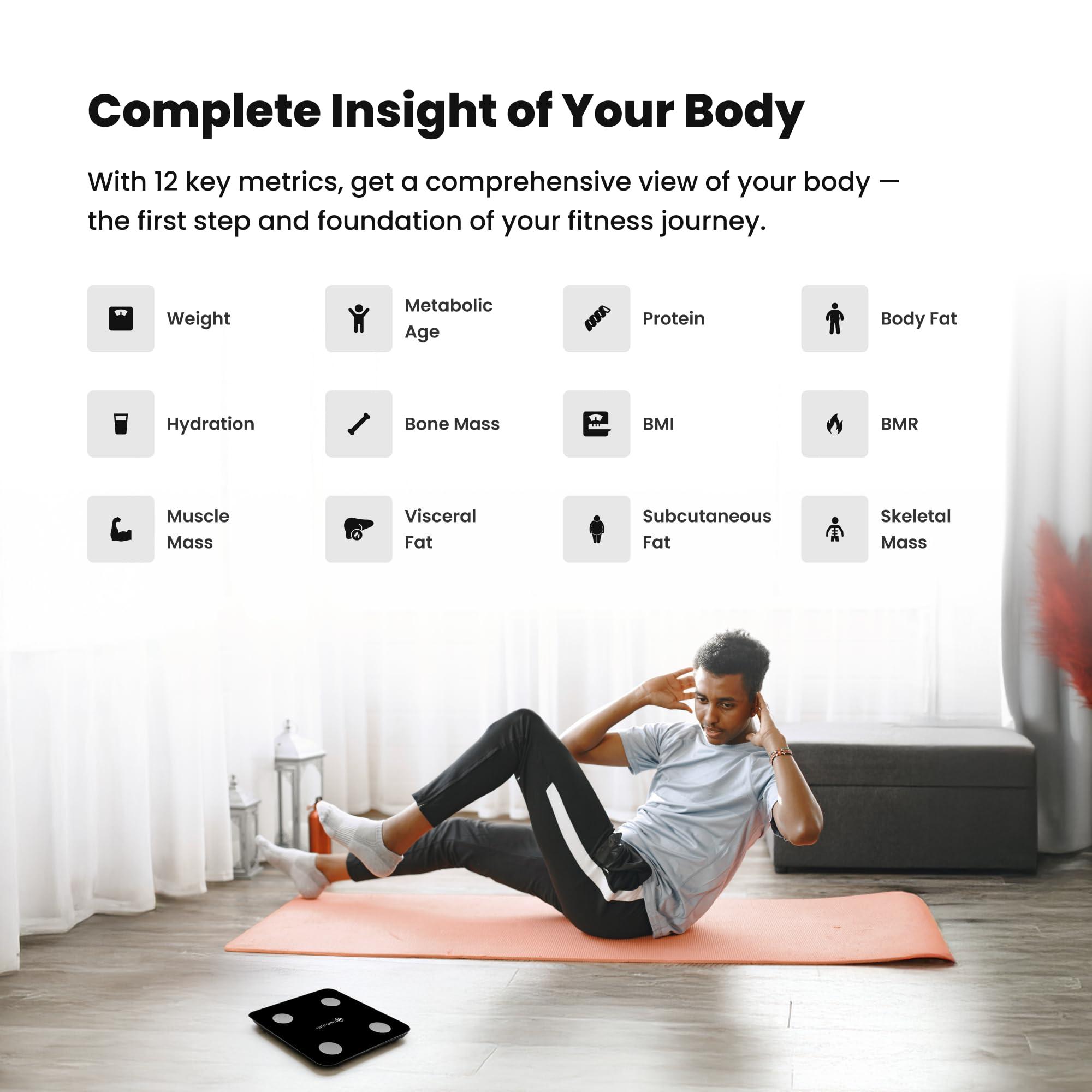 HealthifyMe HealthifyMe Smart Scale | Track 11+ Key Body Metrics | 1 Month HealthifySmart Plan | Data Driven Smart Weight Loss with HealthifyMe Smart Scale | Black