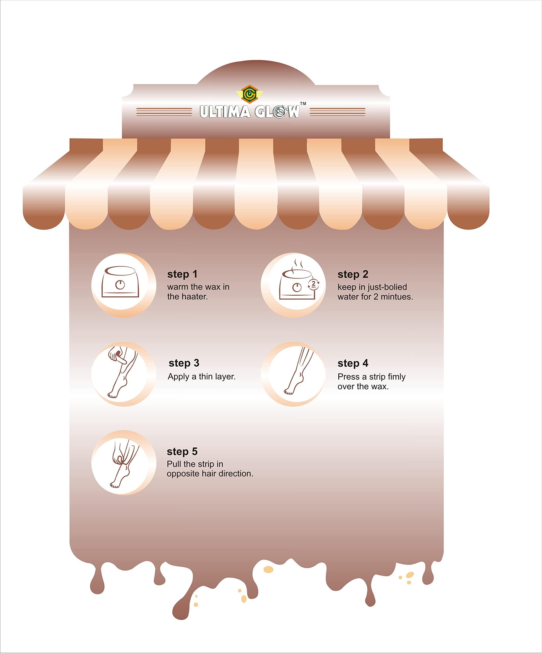 ULTIMA GLOW ULTIMA GLOW dark chocolate strip and stick gram Wax for glowing skin 600 gram wax full body Hair Removal Wax For Arms, Legs, Chest, Back, and Full Body | Men & Women | Tan Removal | All skin Type