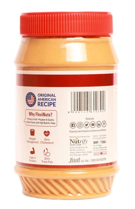 FlexiNuts FLEXINUT All-Natural Peanut Butter (Crunchy) | No Added Sugar | Non GMO | Gluten Free | Vegan | Cholesterol Free (1KG)