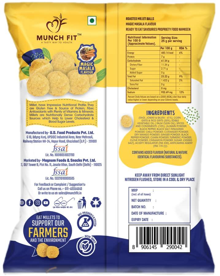 Munch Fit Munch Fit Magnum Food Roasted Millet Snacks - Magic Masala Pack of 12 Pcs