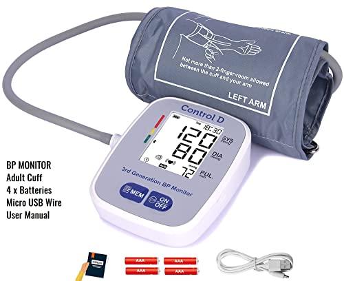 Control D Control D 3rd Generation USB Port to Power BP Machine Fully Automatic Comfort Digital Electronic Blood Pressure BP Monitor Machine with Mdi Technology (Silver)