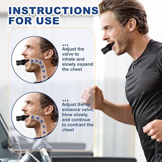 Glutanex Glutanex Breathing Trainer | Breathing Resistance Trainer for Oral and Muscular Exercise | Lung Capacity Exercise Device | Lung Exerciser Equipment for Respiratory Muscle Exercise | Men and Women | Black